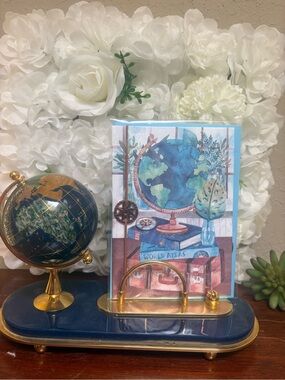Vintage Semi-Precious Stone Globe Desk Accessory
